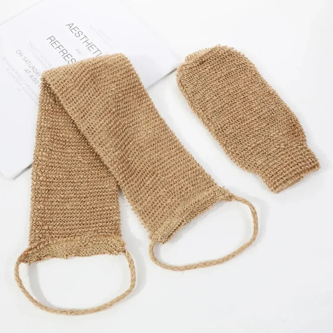 Hemp Back Scrubber Exfoliating Loofah Strap With Gloves