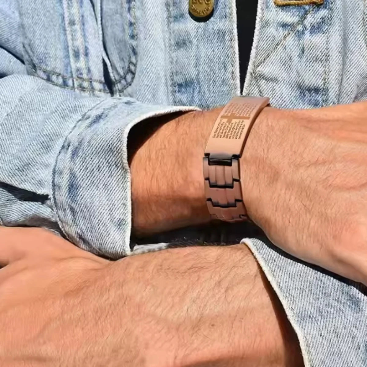 Vintage Copper Cross Prayer Scripture Adjustable Christian Faith Bracelet