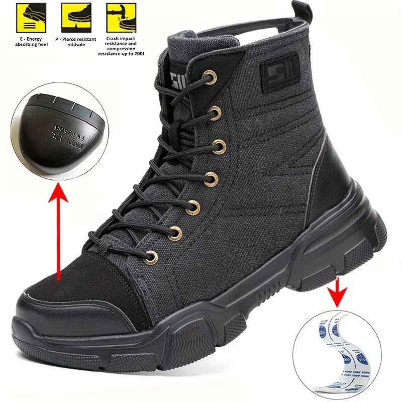 Men Steel Toe Work Boots Anti Smash Piercing Non Slip