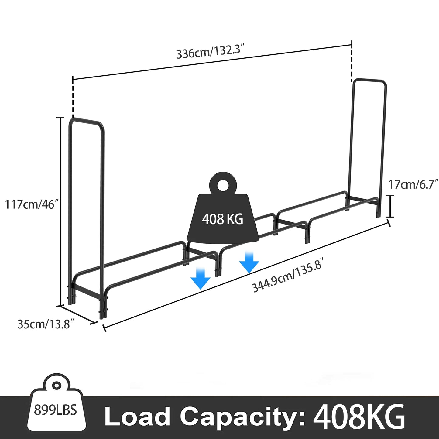 Heavy Duty Outdoor Firewood Log Rack Metal Holder for Patio