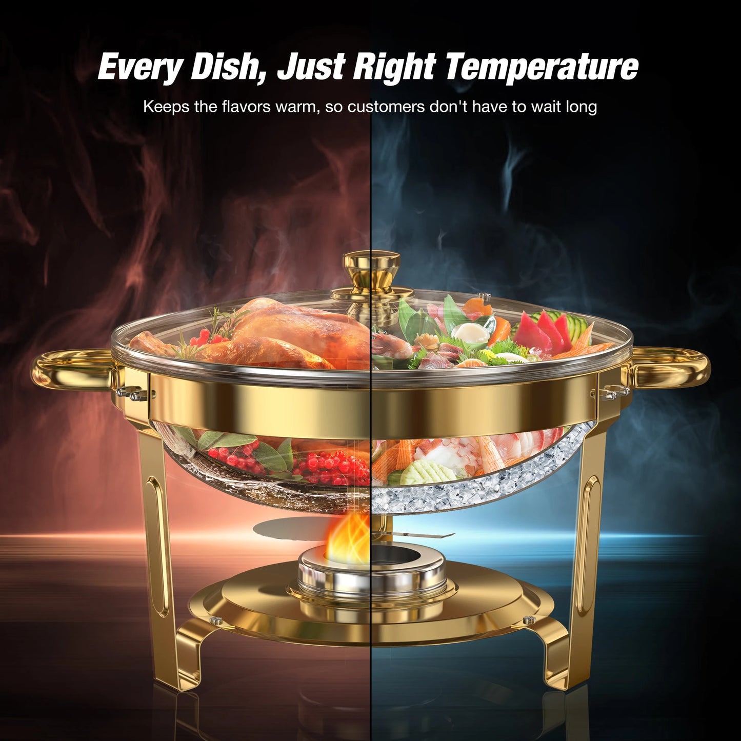 Gold Plated 5Qt Chafing Dishes Set For Buffets And Parties