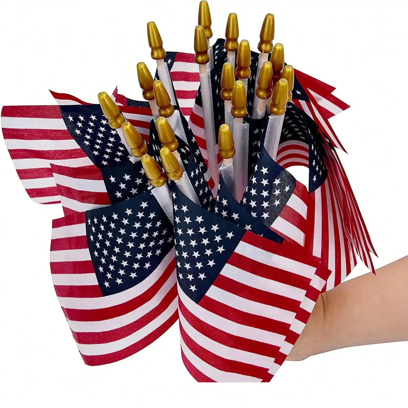 100 Pack Small American Flags On Stick For Outdoor Decoration