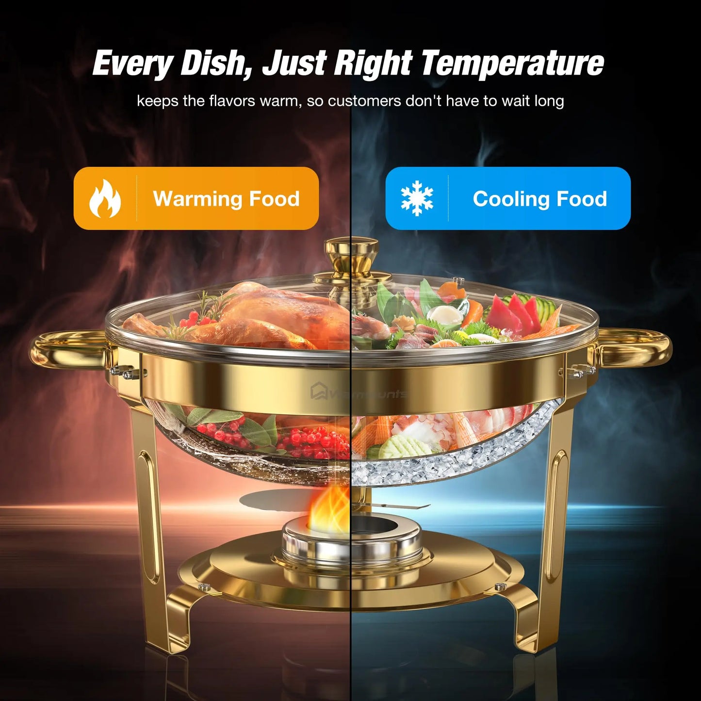 Gold Plated 5Qt Chafing Dishes Set For Buffets And Parties