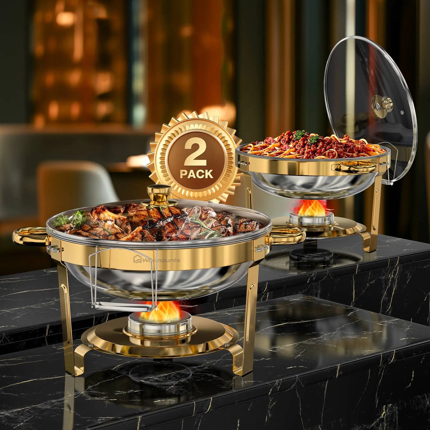 Gold Plated 5Qt Chafing Dishes Set For Buffets And Parties