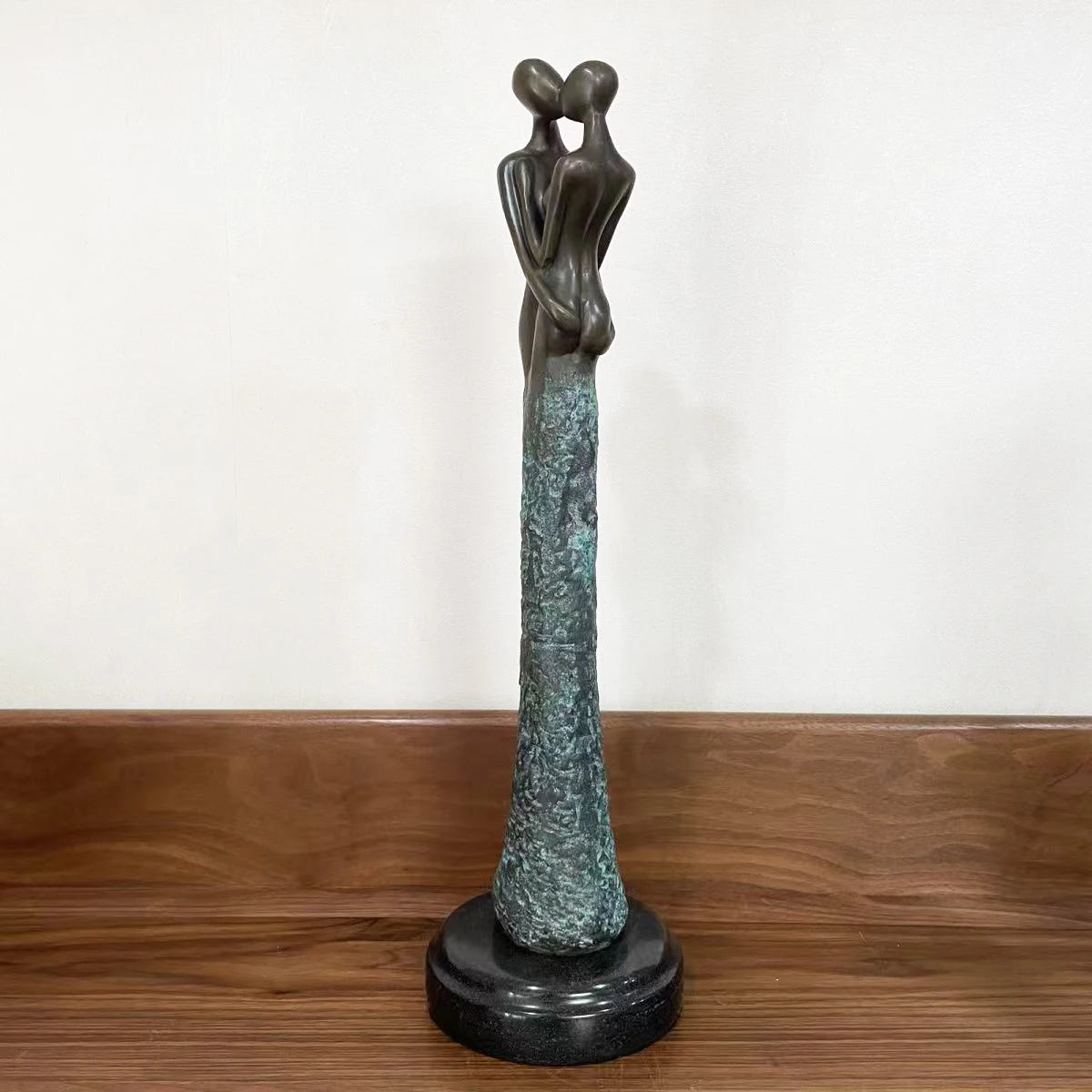 ATLIE Bronze Romantic Couple Kiss Statue Modern Sculpture