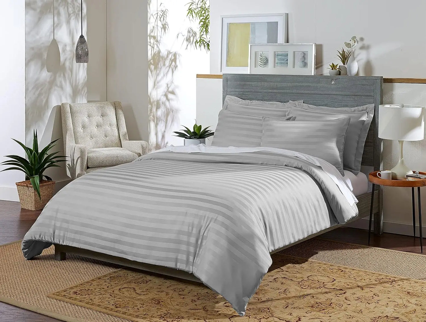 Organic Bamboo Viscose Duvet Cover Set ThreePiece Cooling