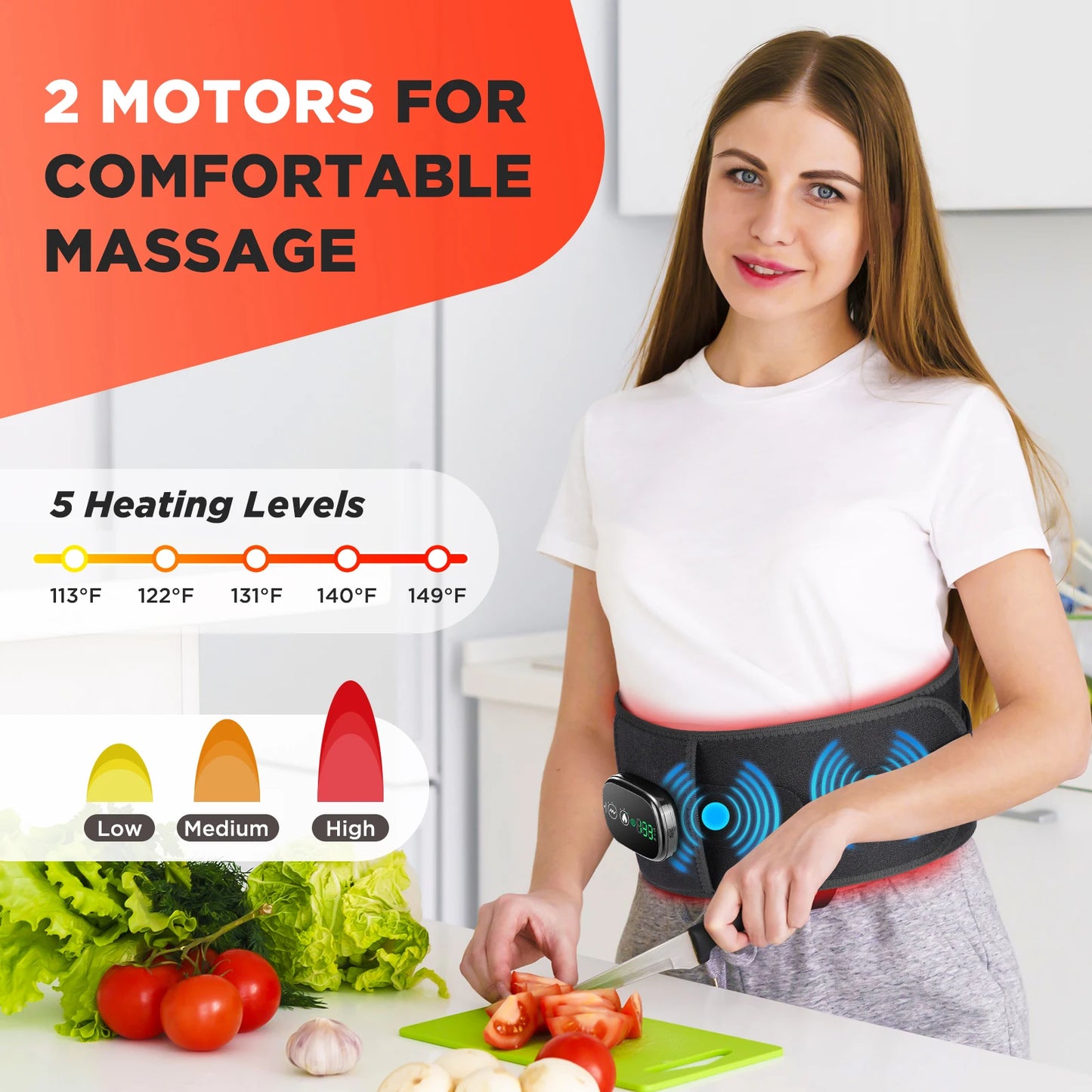 Heating Vibration Massager Belt Red Light Hot Compress Waist