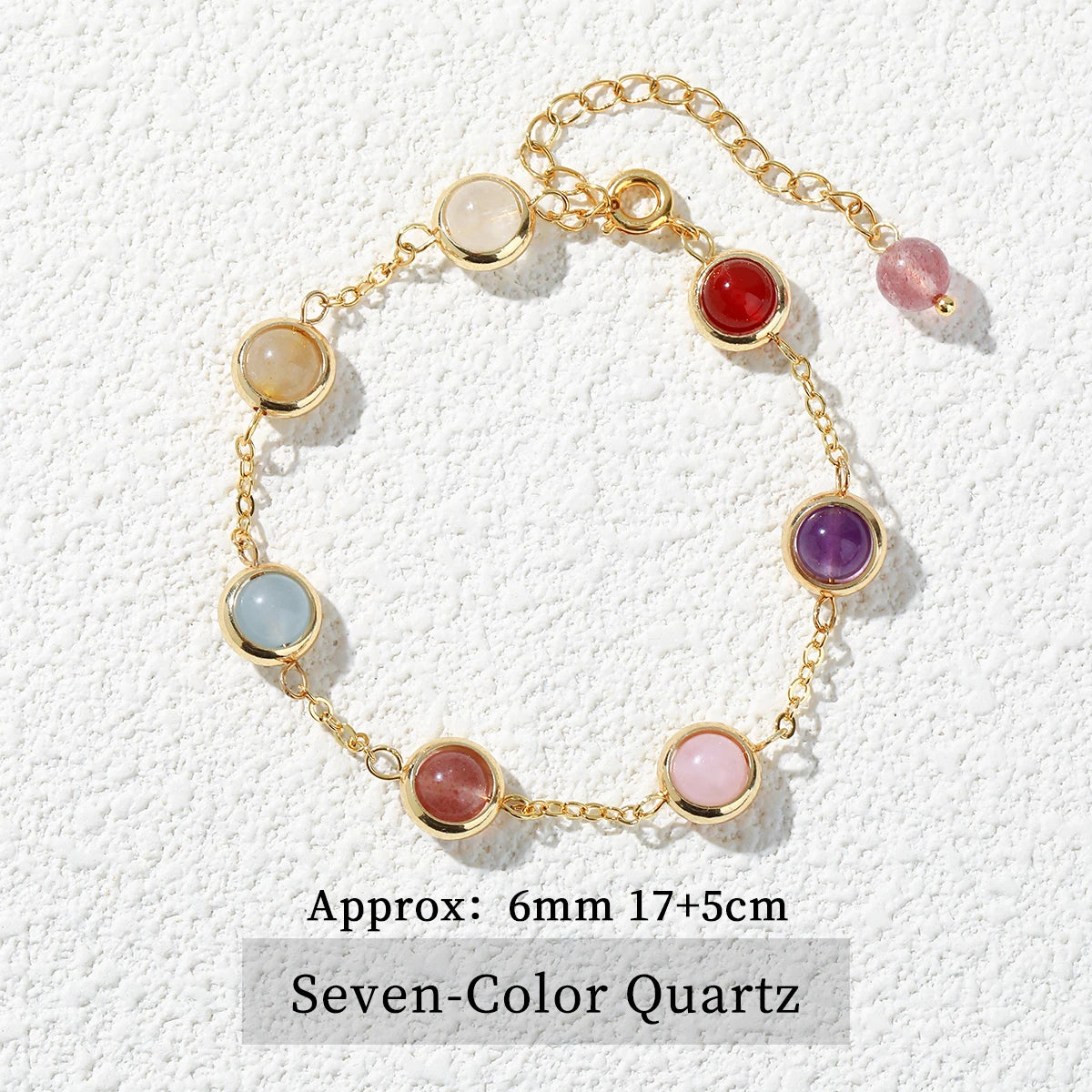 JD Natural Stone Colorful Crystal Bead Chain Bracelet Women