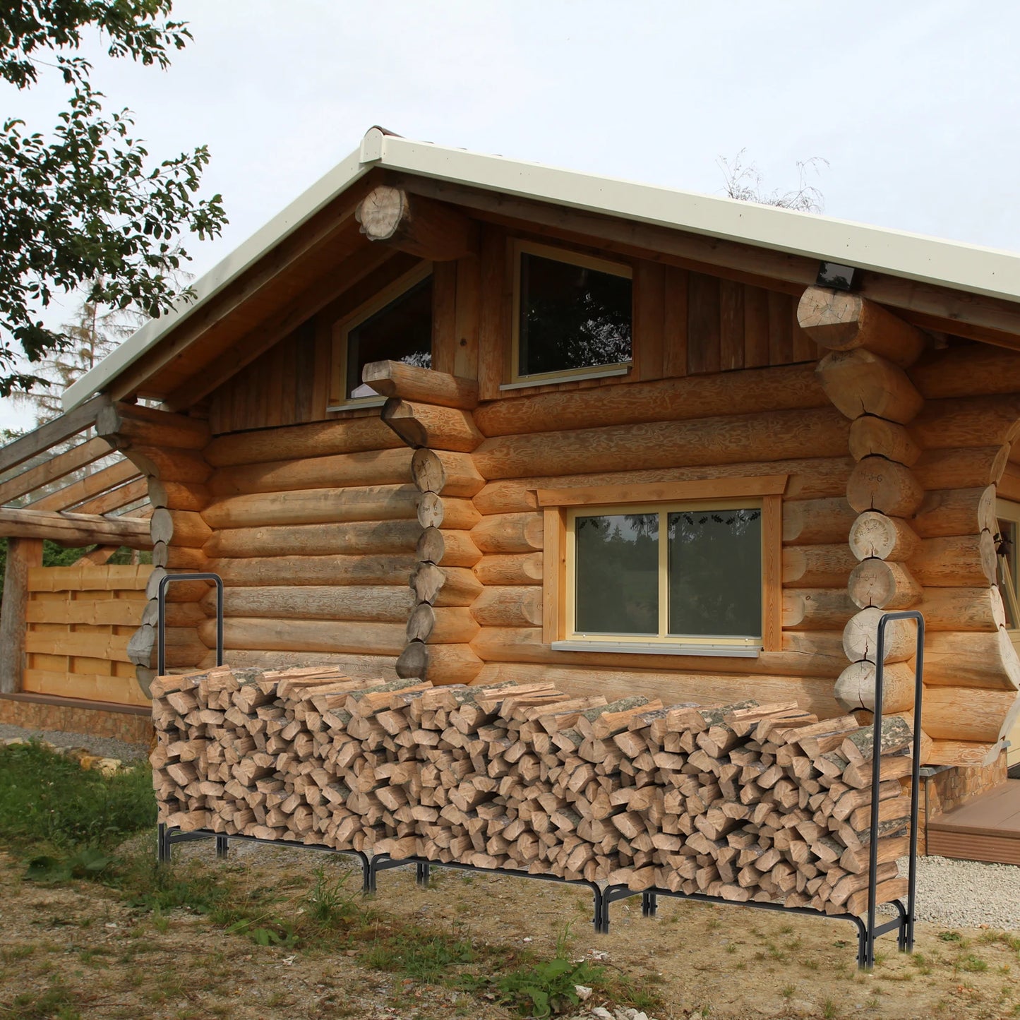 Heavy Duty Outdoor Firewood Log Rack Metal Holder for Patio