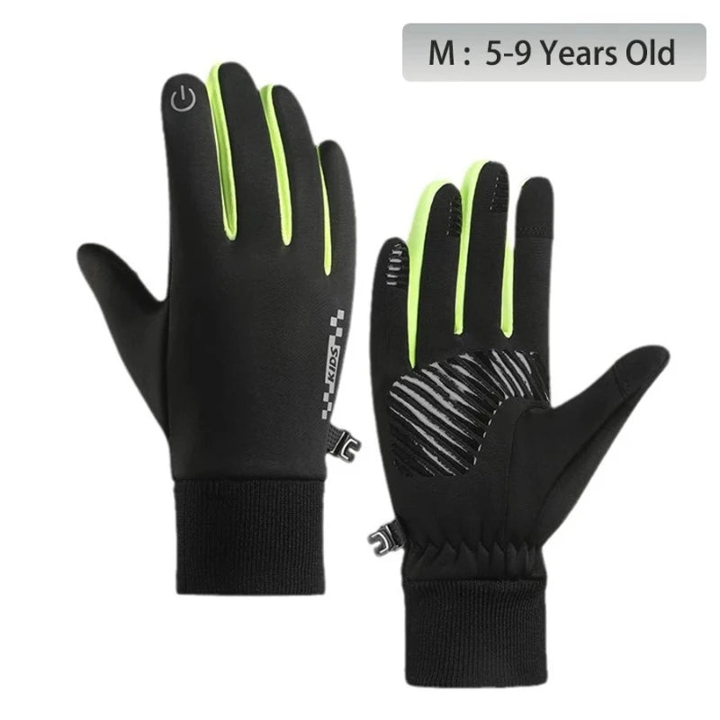 Kids Winter Padded Gloves Waterproof Touchscreen Non-Slip Outdoor