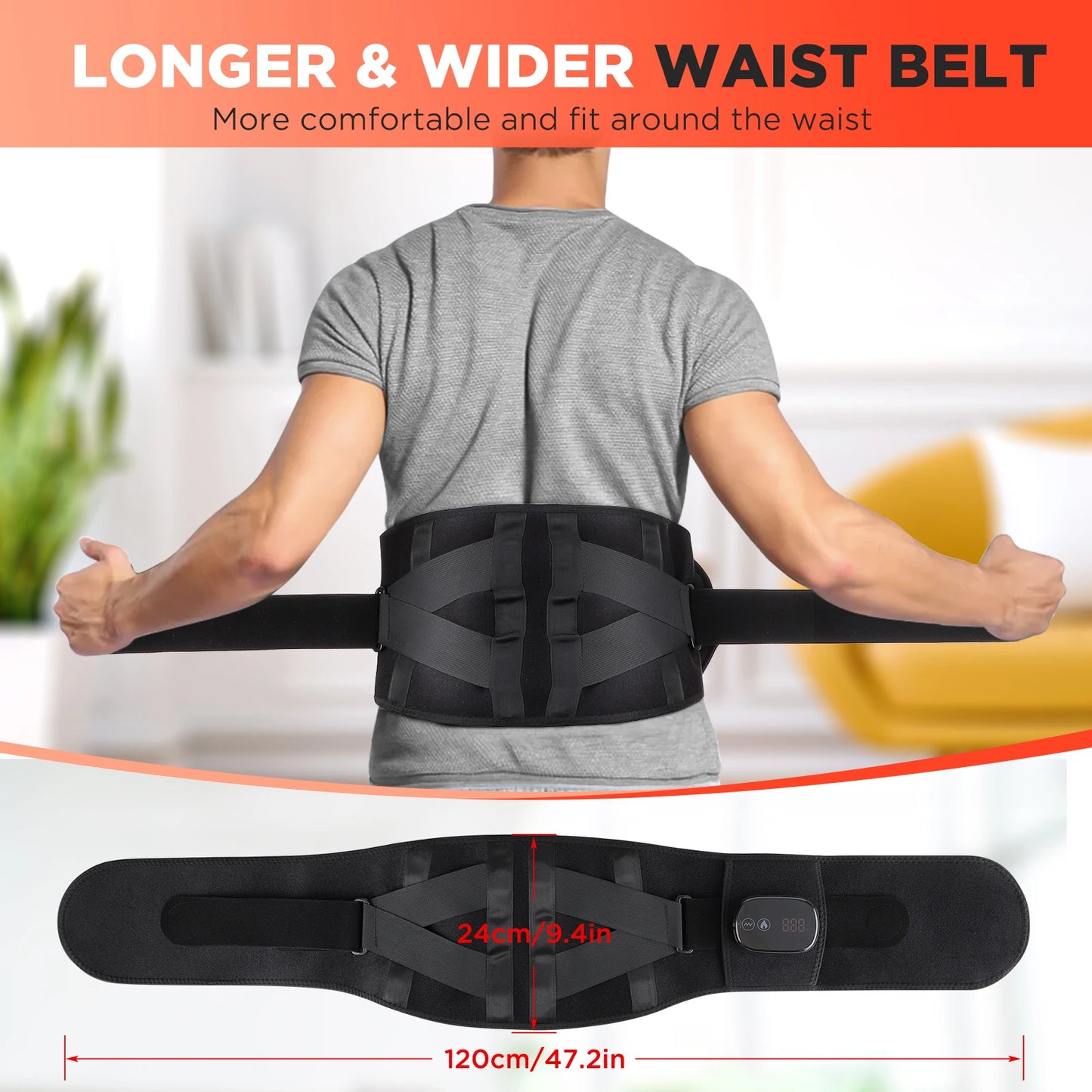 Heating Vibration Massager Belt Red Light Hot Compress Waist