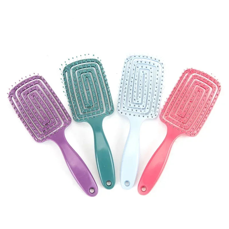Hair Scalp Massage Comb Nylon Bristle Wet Dry Detangle Brush