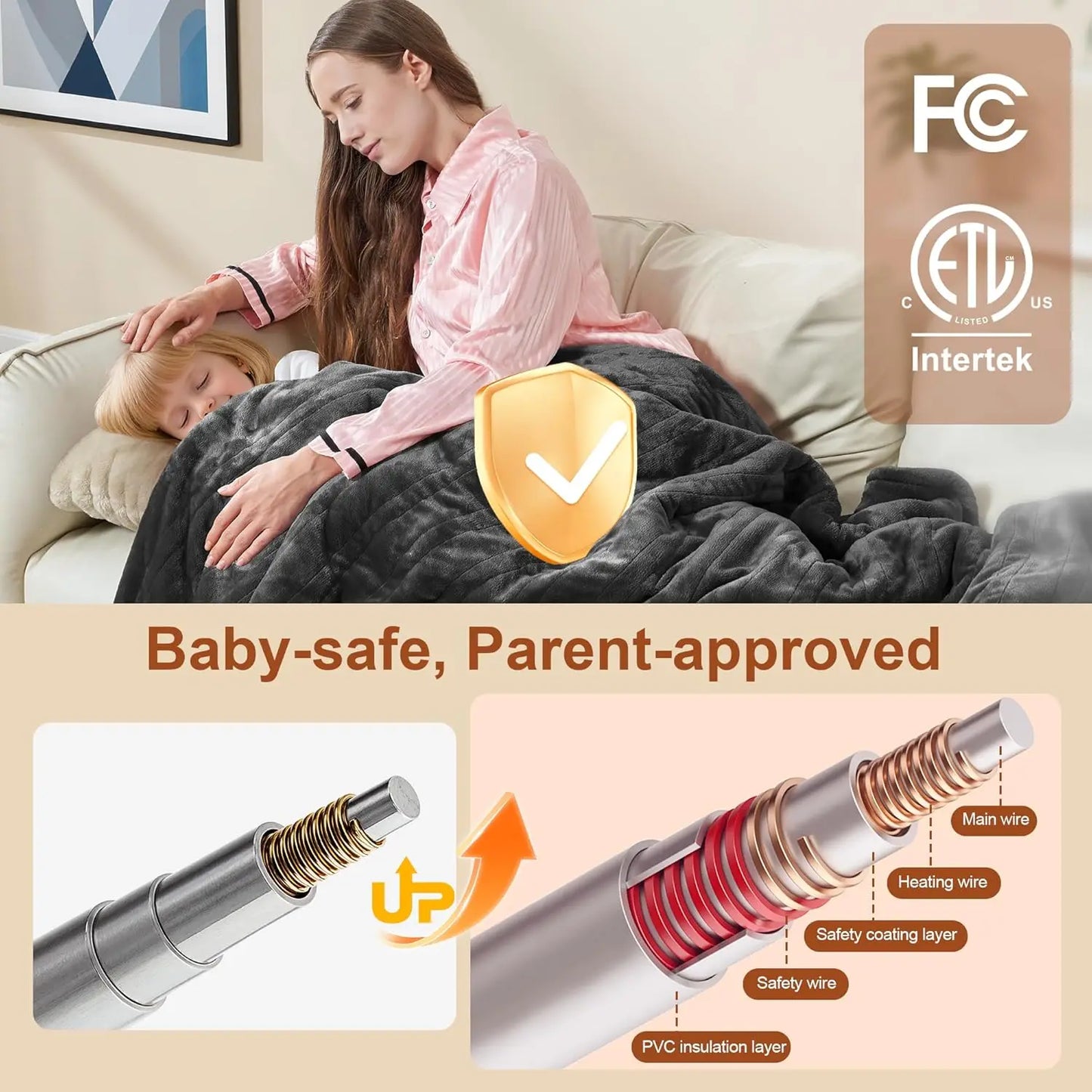 Electric Heated Throw Blanket Ultra Soft With Auto Off Settings