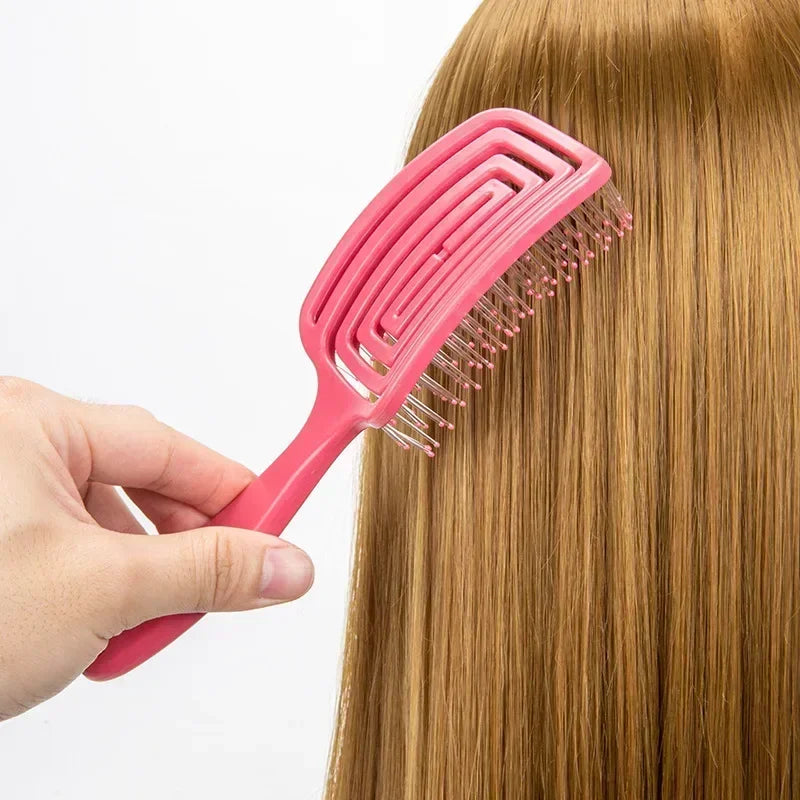 Hair Scalp Massage Comb Nylon Bristle Wet Dry Detangle Brush
