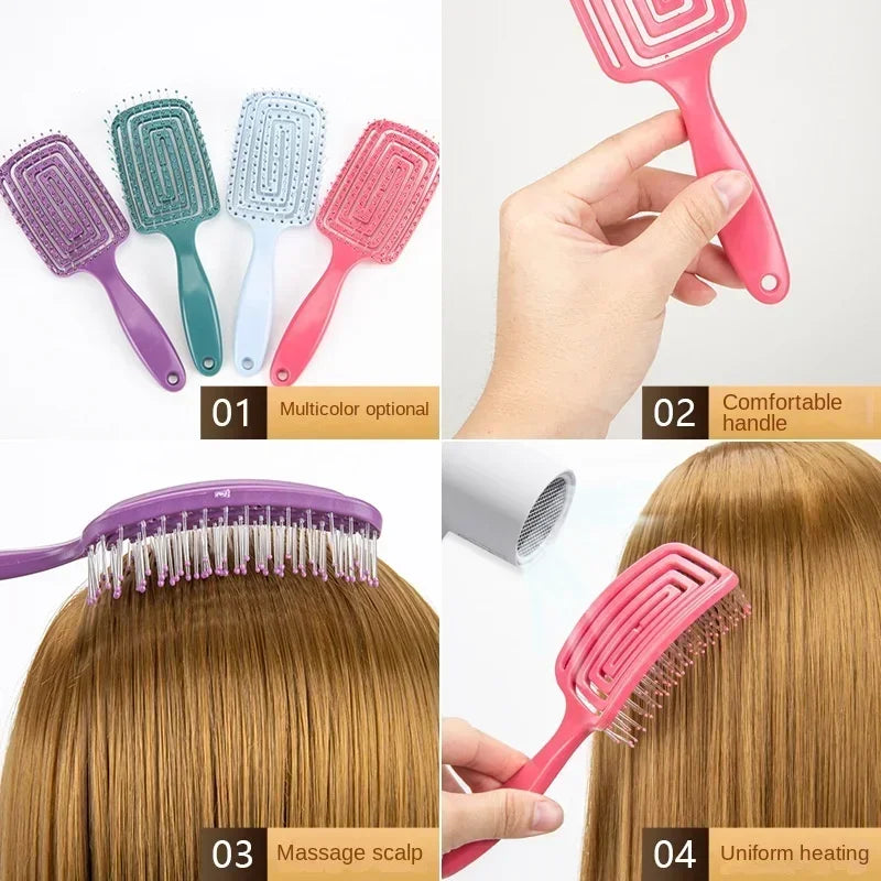 Hair Scalp Massage Comb Nylon Bristle Wet Dry Detangle Brush