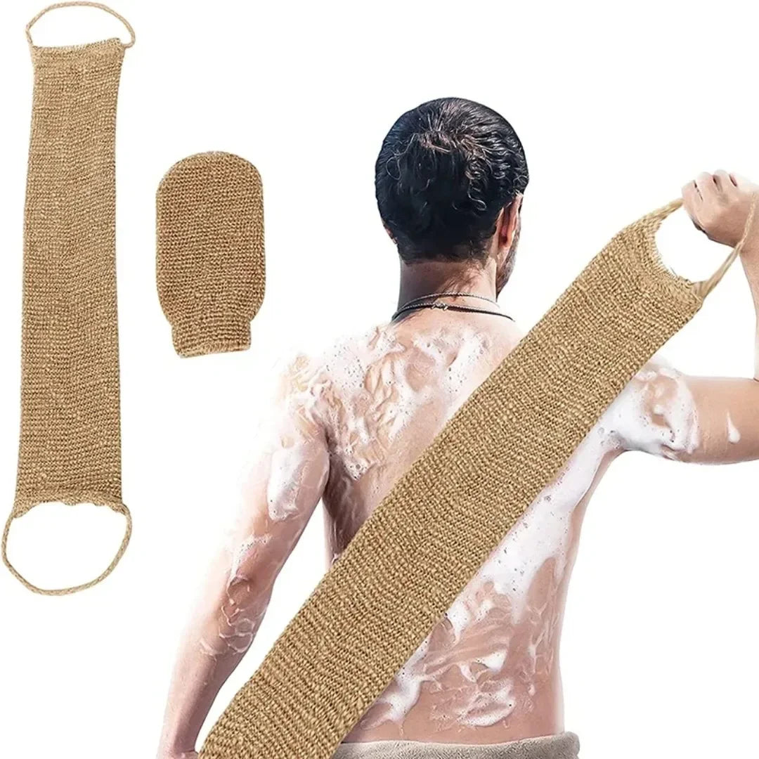 Hemp Back Scrubber Exfoliating Loofah Strap With Gloves
