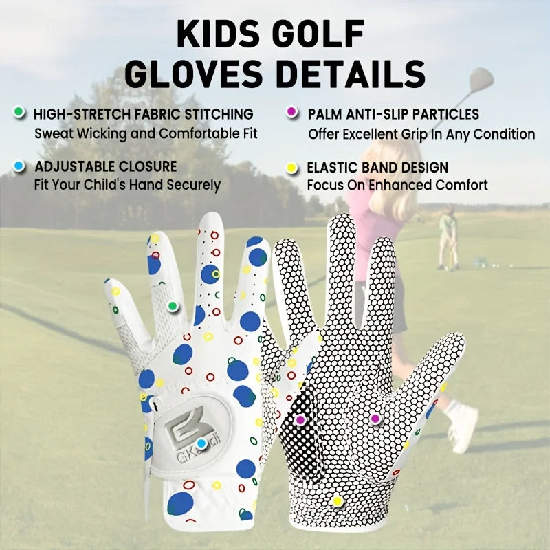 Kids Golf Gloves All Weather Soft Breathable Non Slip Pair