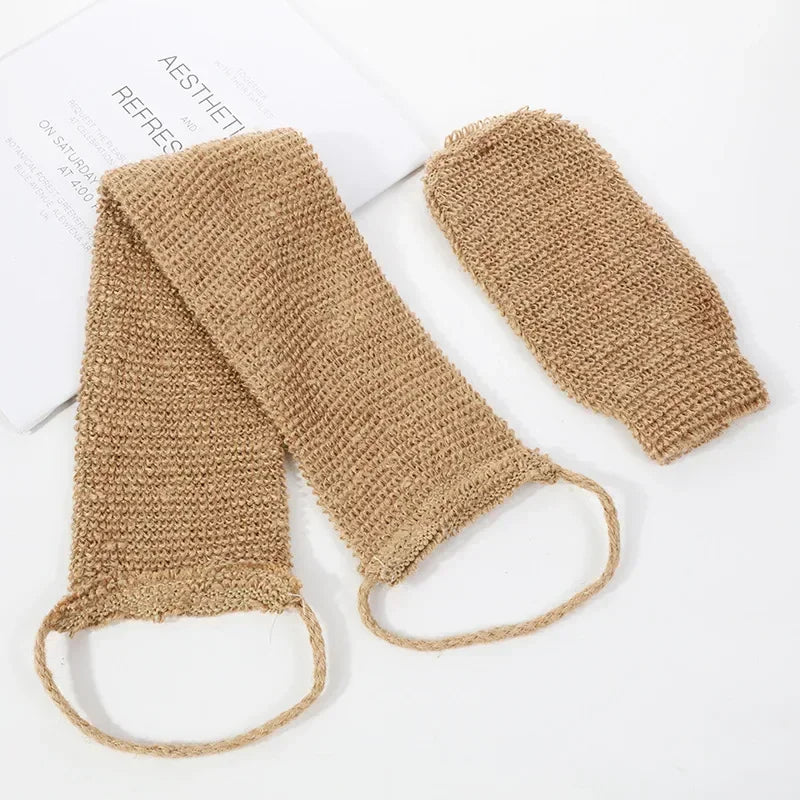 Hemp Back Scrubber Exfoliating Loofah Strap With Gloves