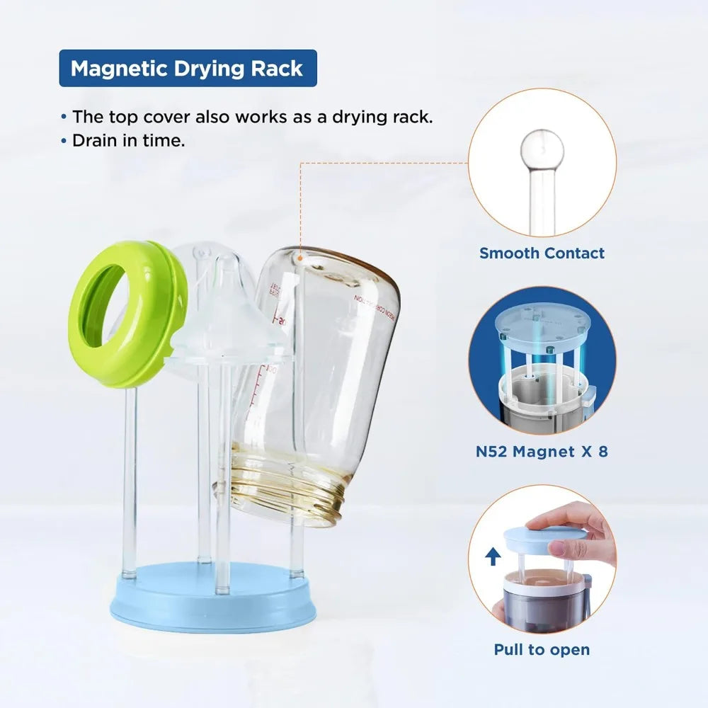 Travel Baby Bottle Set With Pacifier And Straw Cleaner Blue
