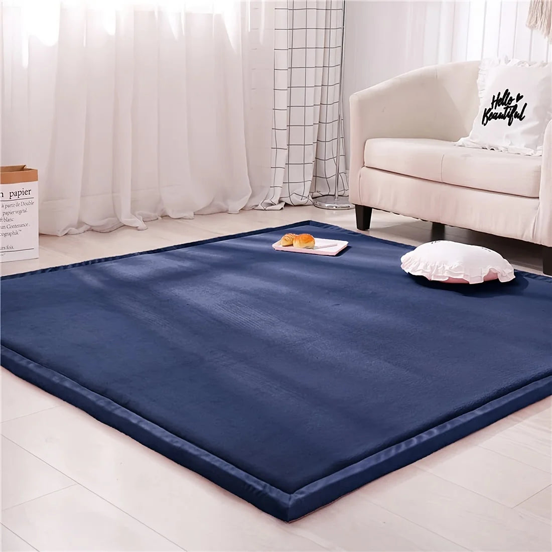 Japanese Tatami Rug Coral Velvet Baby Play Mat For Playroom