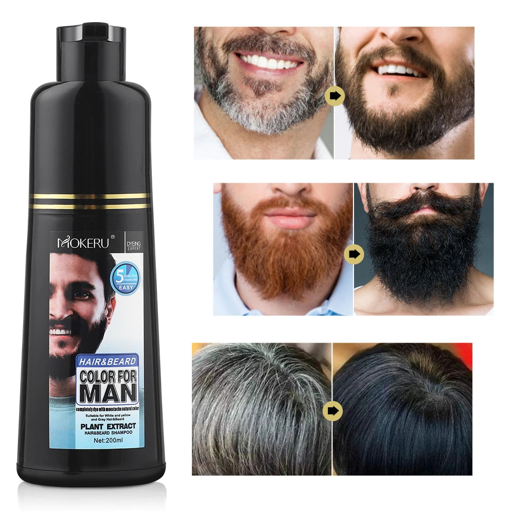 Beard Dye Shampoo Black Color For Men Grey Hair Repair
