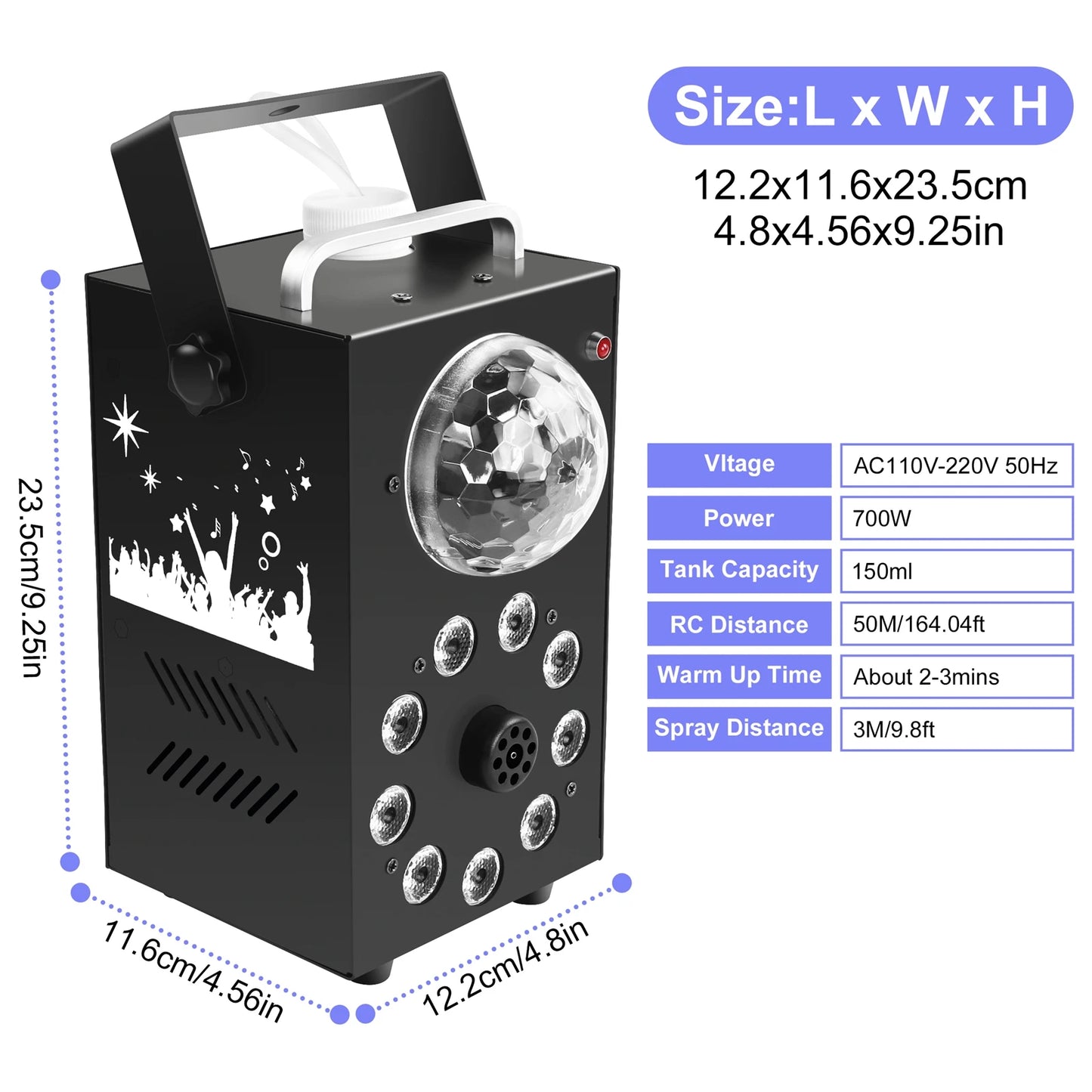 U'King 700W Wireless Fog Machine With LED RGB Lighting