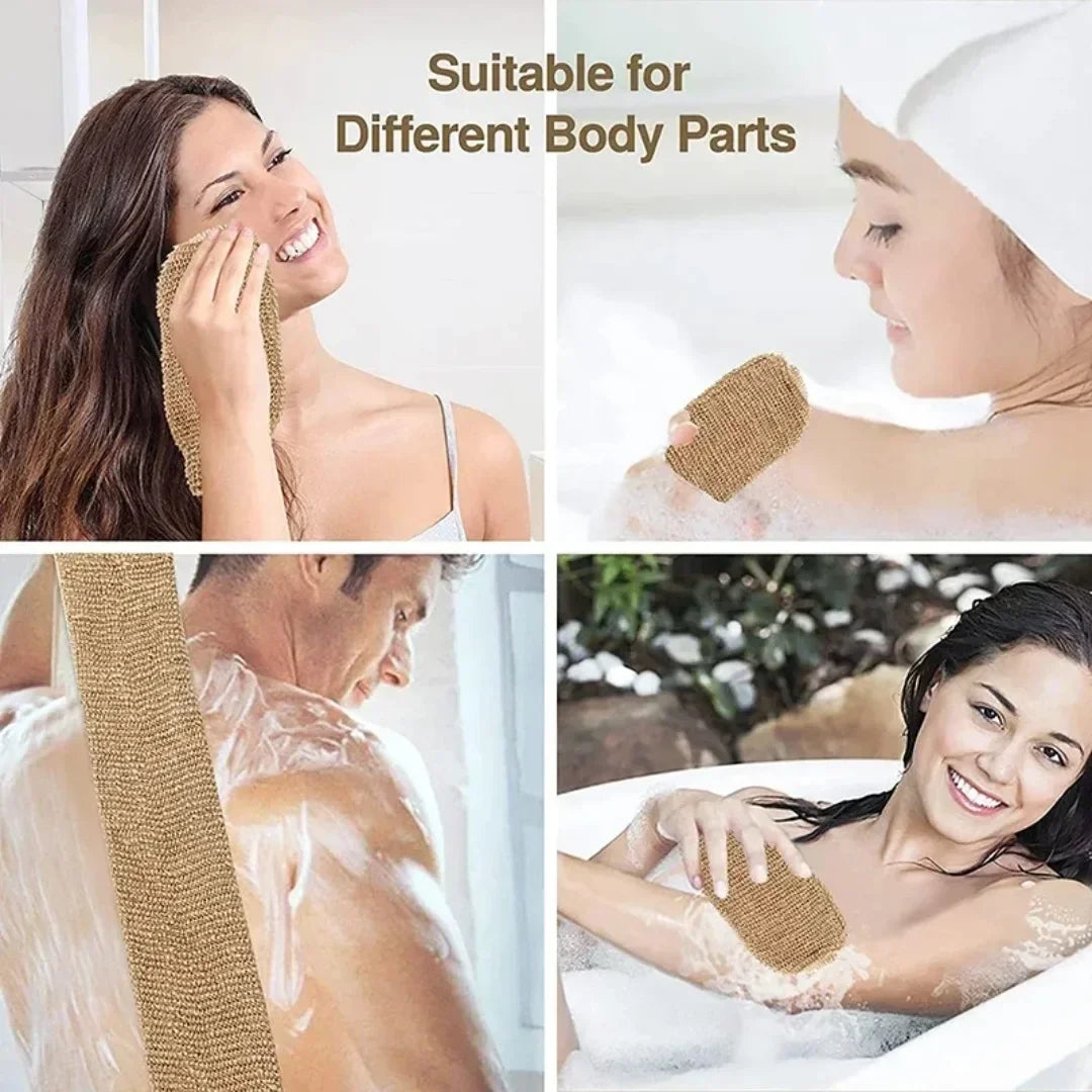 Hemp Back Scrubber Exfoliating Loofah Strap With Gloves