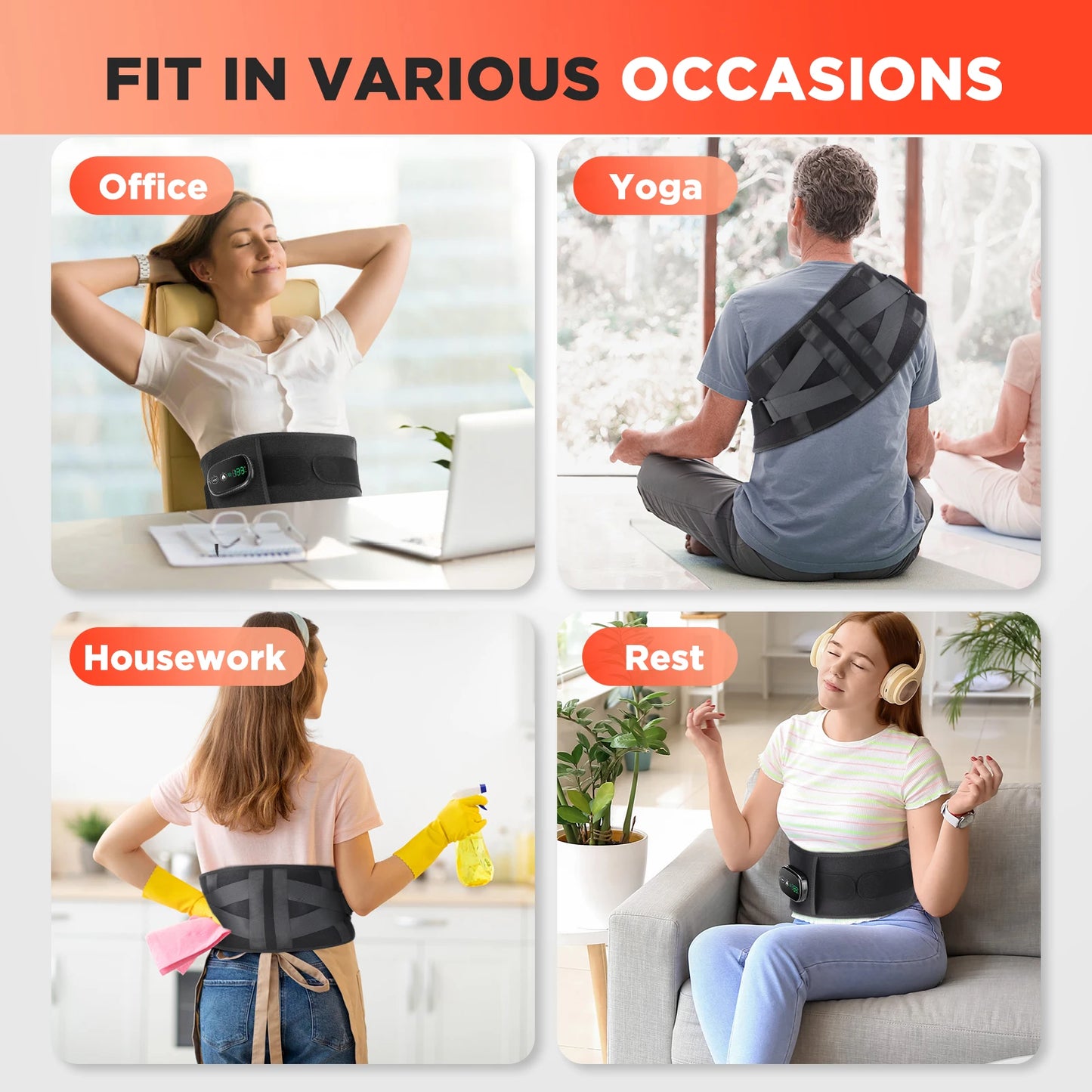 Heating Vibration Massager Belt Red Light Hot Compress Waist