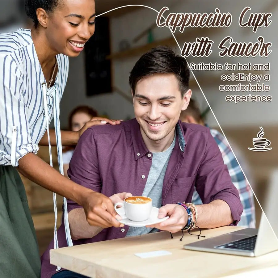 Porcelain Espresso Cups With Saucers White Ceramic Coffee Sets