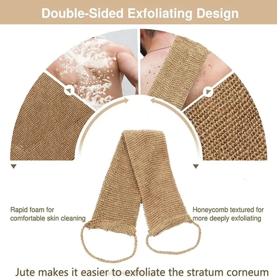 Hemp Back Scrubber Exfoliating Loofah Strap With Gloves