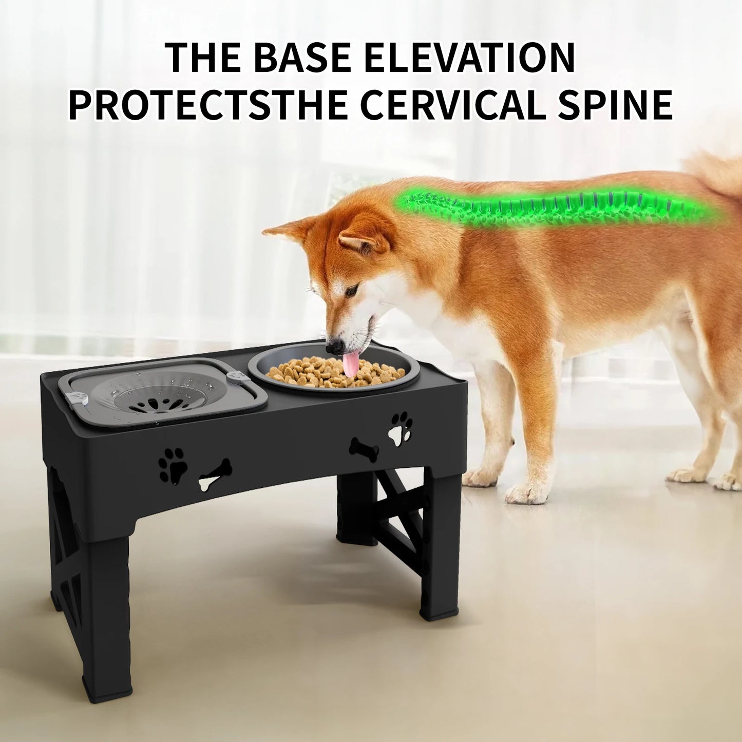 3 In 1 Pet Feeder With Adjustable Height Foldable Bowls