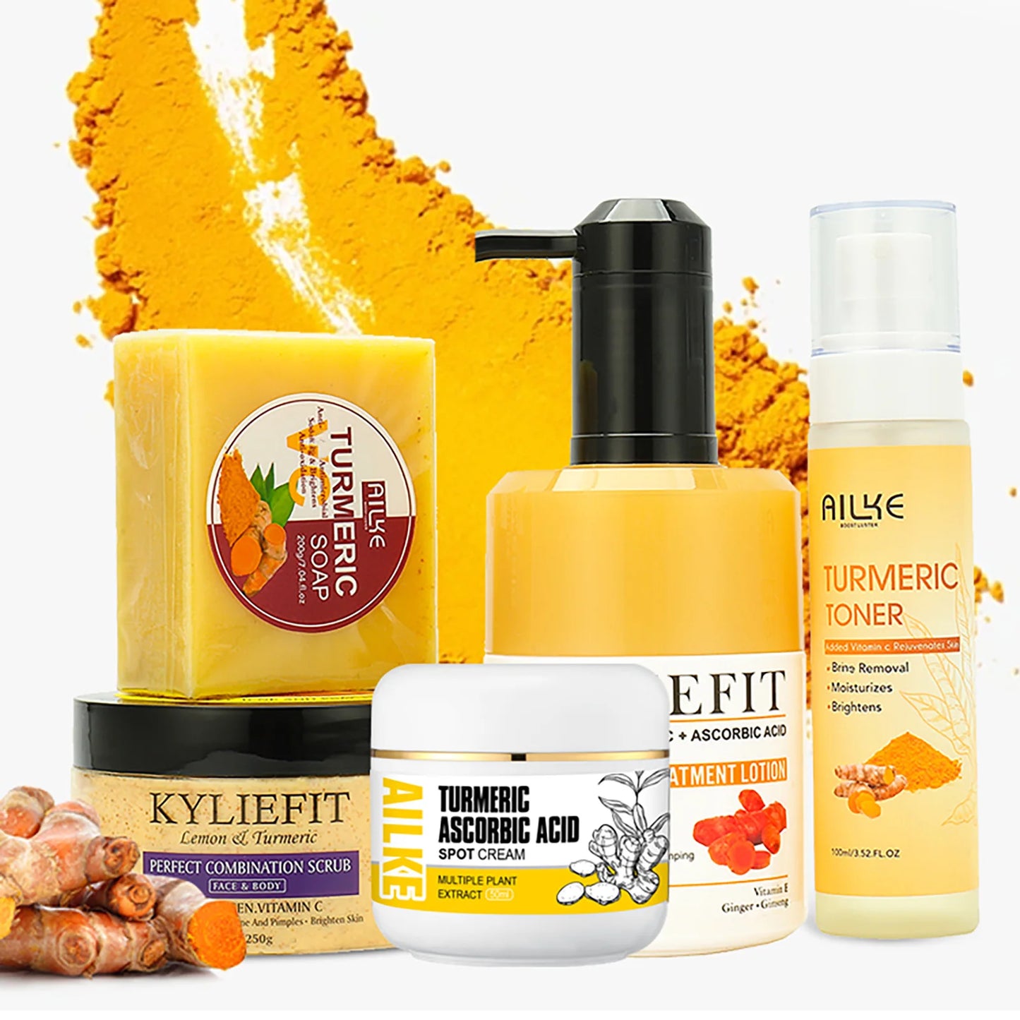 AILKE Organic Turmeric Skin Care Set for Acne Whitening