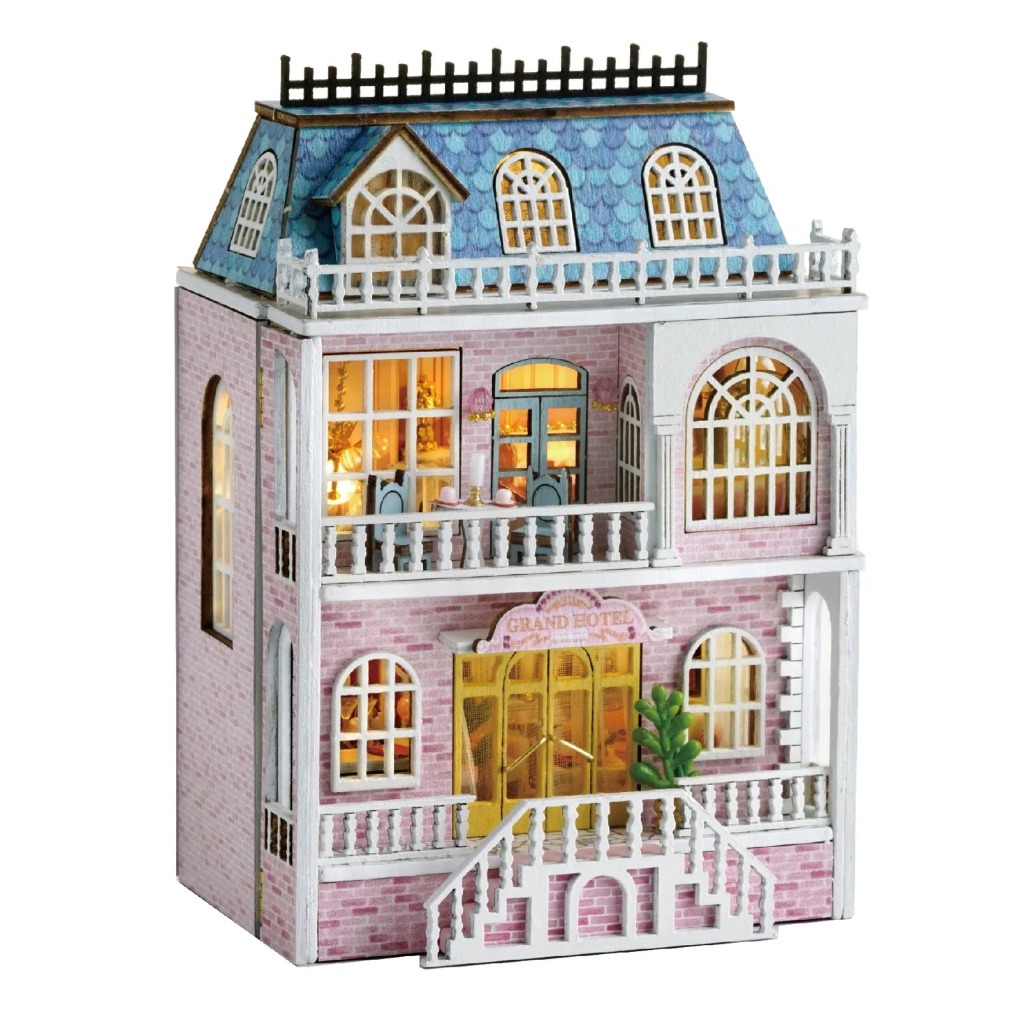 Diy Mini Wooden Dollhouse With Furniture Light Pink Princess Villa Kit