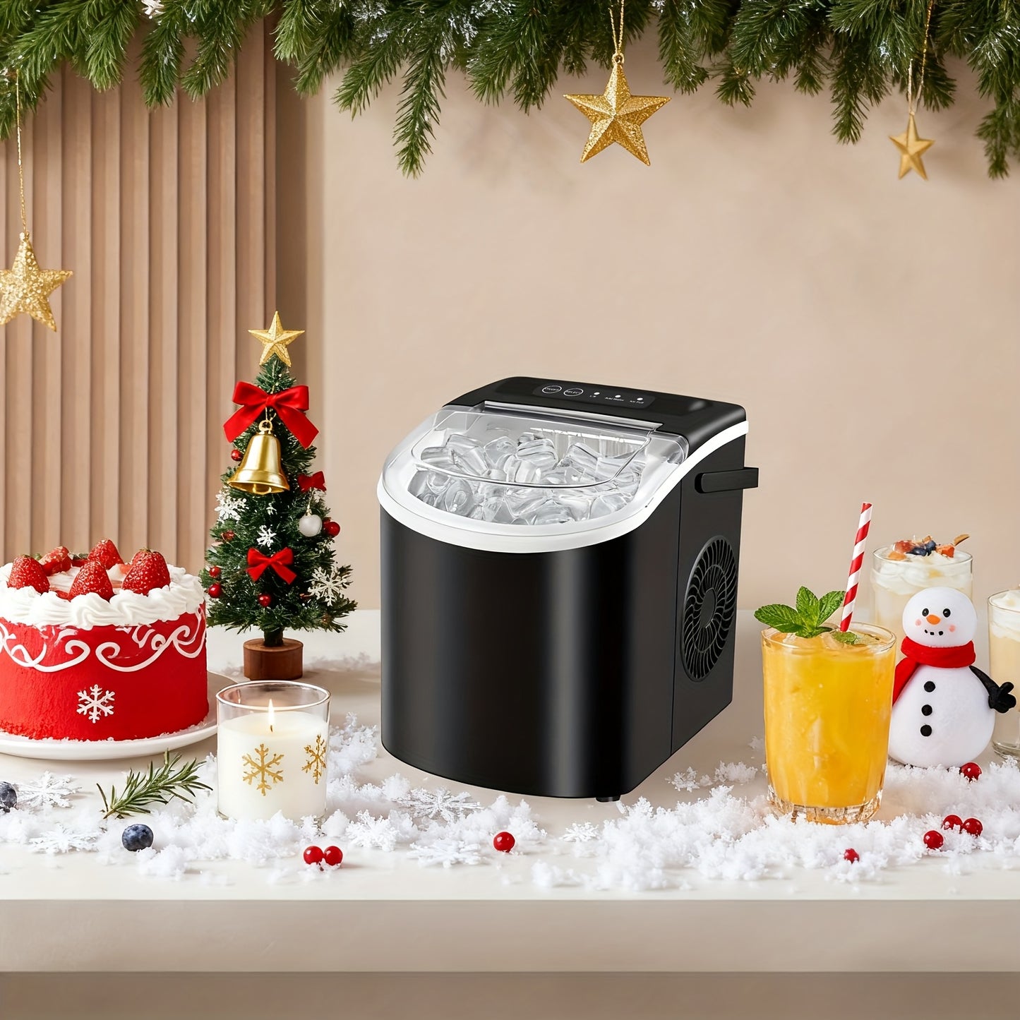 Countertop Ice Maker With Handle 26 Pounds Per Day Portable