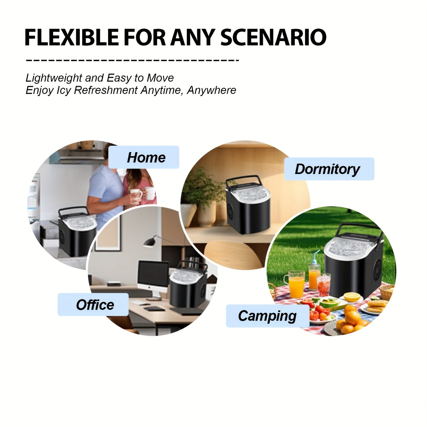 Countertop Ice Maker With Handle 26 Pounds Per Day Portable