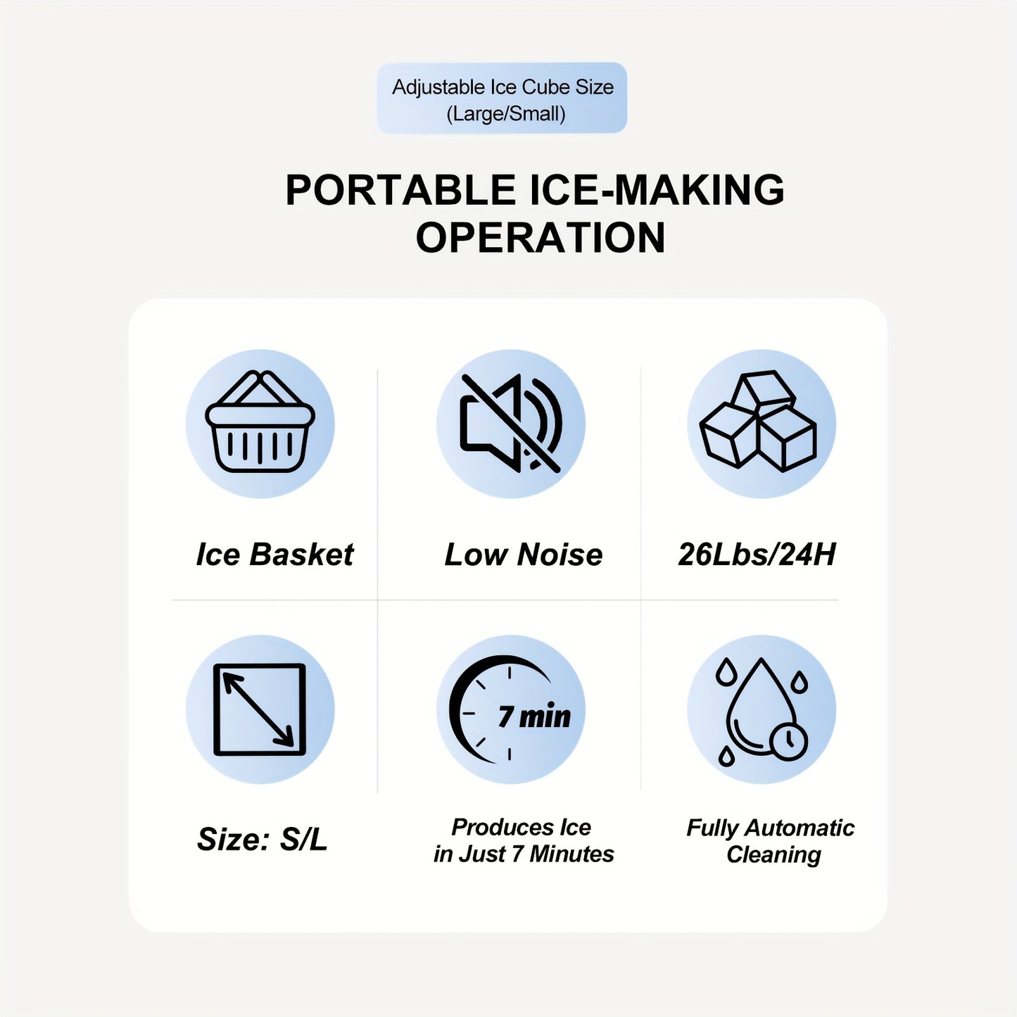 Countertop Ice Maker With Handle 26 Pounds Per Day Portable
