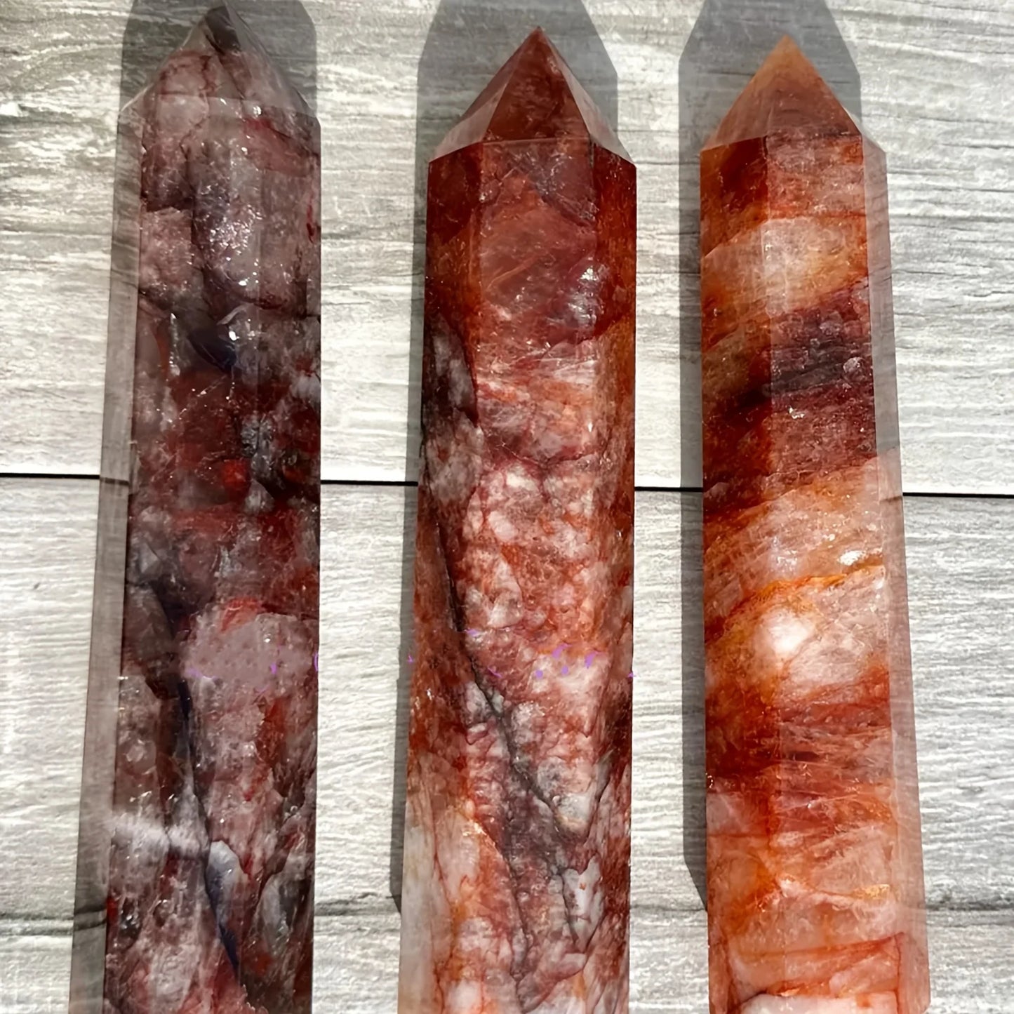 Fire Quartz Obelisk Crystal Tower Healing Stone Home Decor
