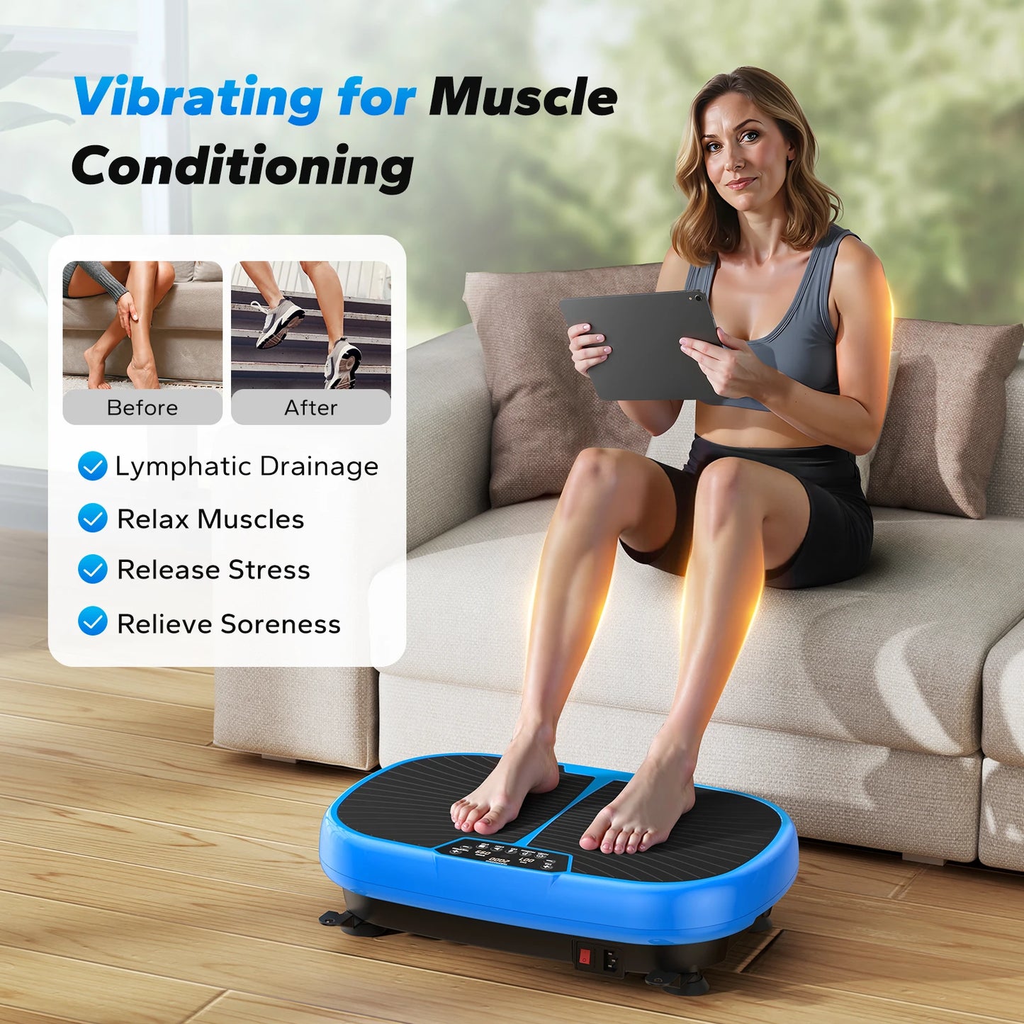 MERACH EMS Vibration Plate Exercise Machine for Lymphatic Drainage