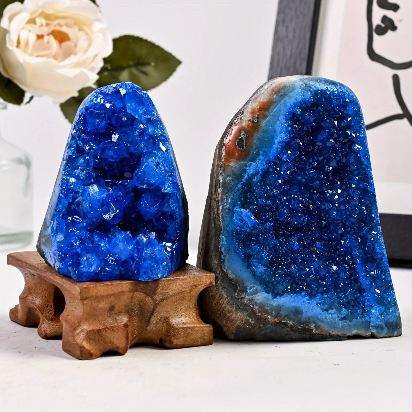 Blue Crystal Cluster Quartz Healing Home Decor Gift