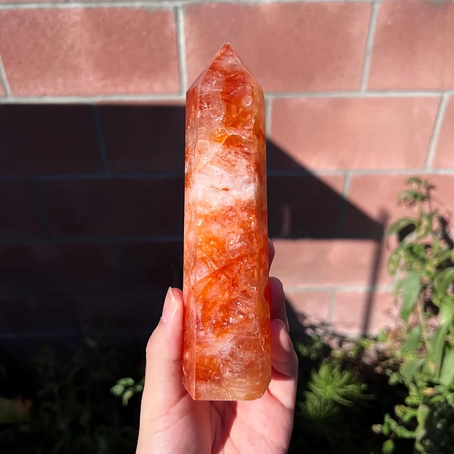 Fire Quartz Obelisk Crystal Tower Healing Stone Home Decor