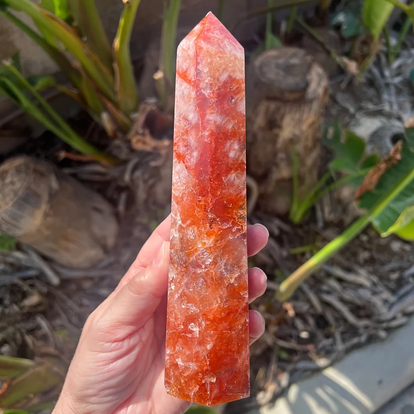 Fire Quartz Obelisk Crystal Tower Healing Stone Home Decor