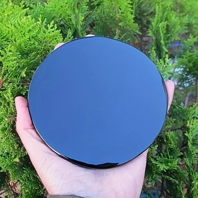 Black Obsidian Mirror Polished Stone Crystal Home Decor Gift
