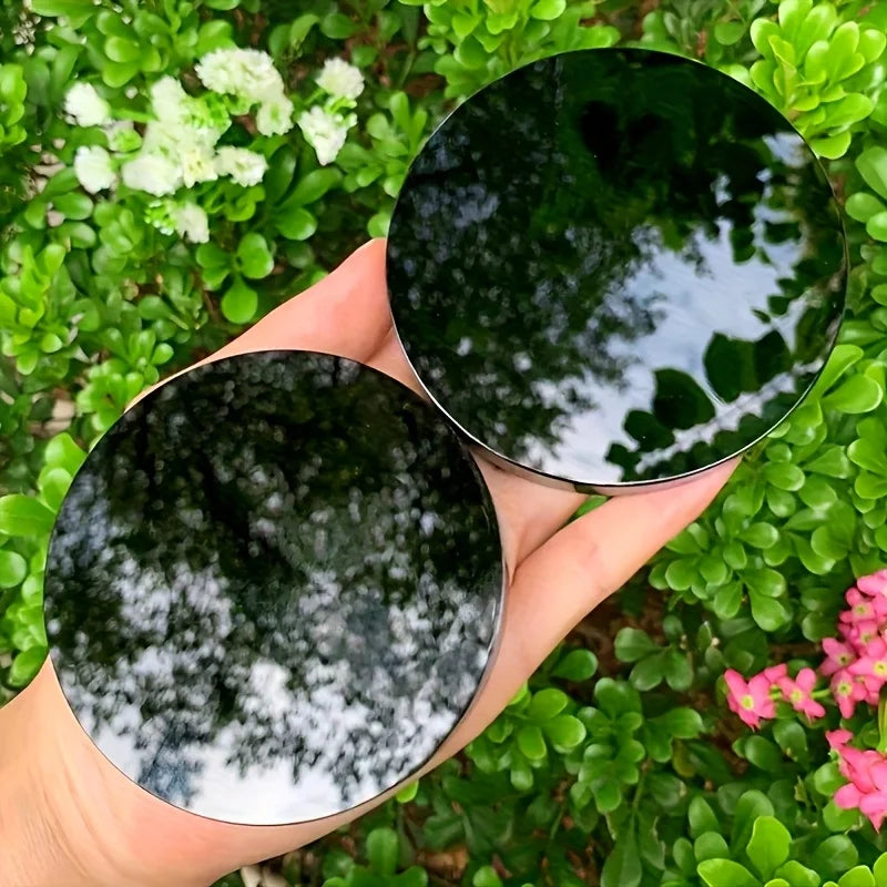 Black Obsidian Mirror Polished Stone Crystal Home Decor Gift