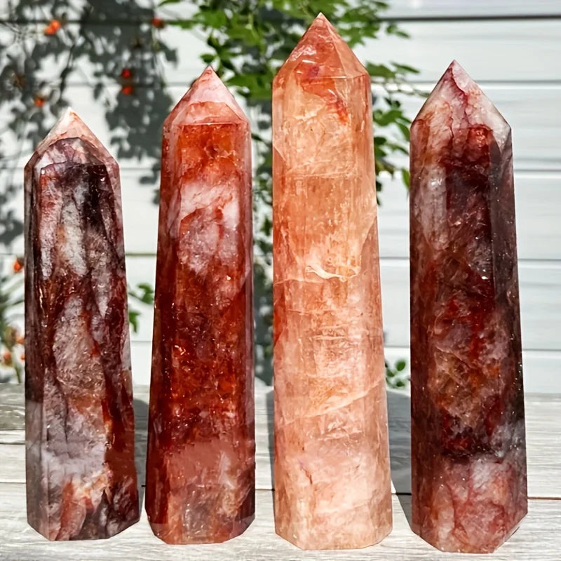 Fire Quartz Obelisk Crystal Tower Healing Stone Home Decor