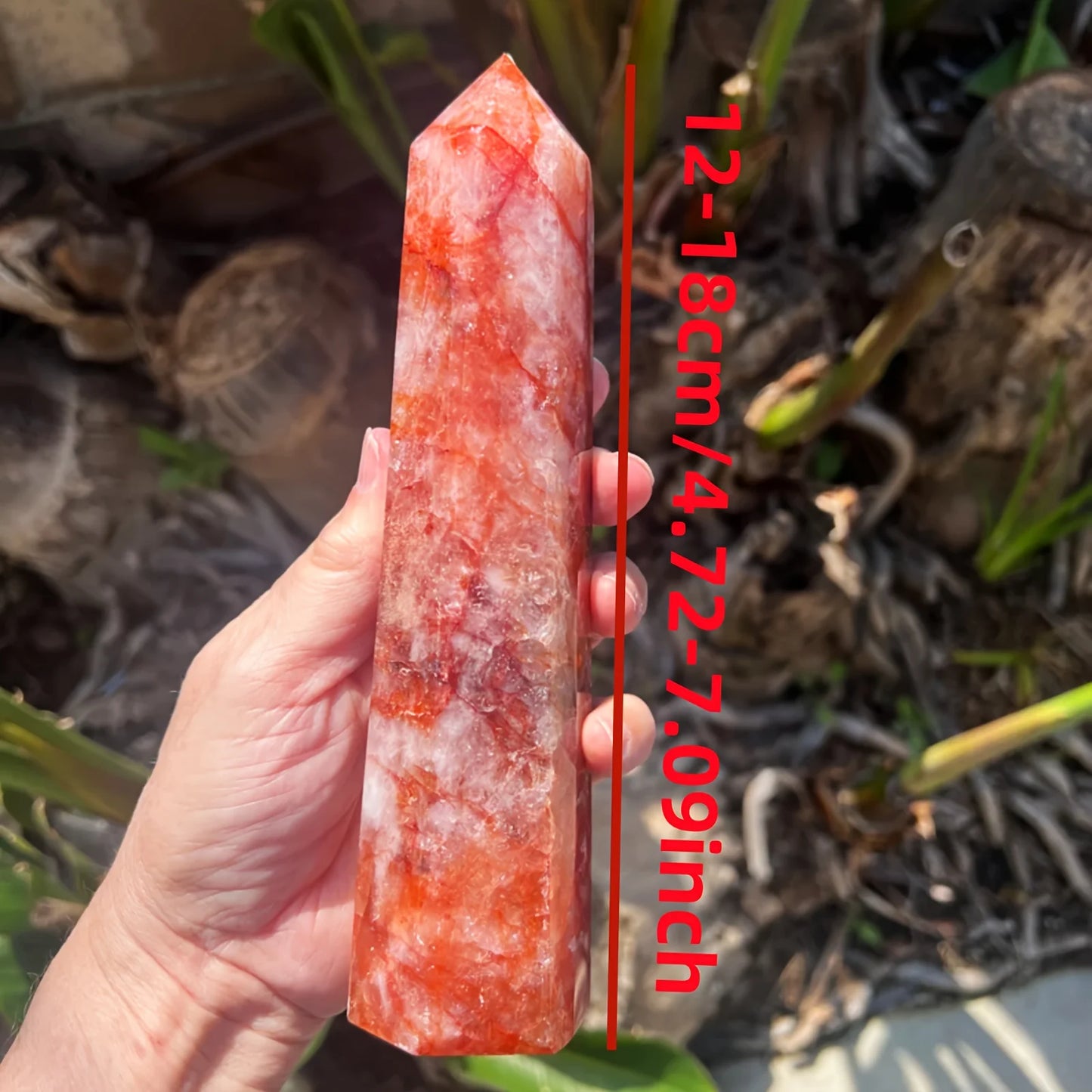 Fire Quartz Obelisk Crystal Tower Healing Stone Home Decor