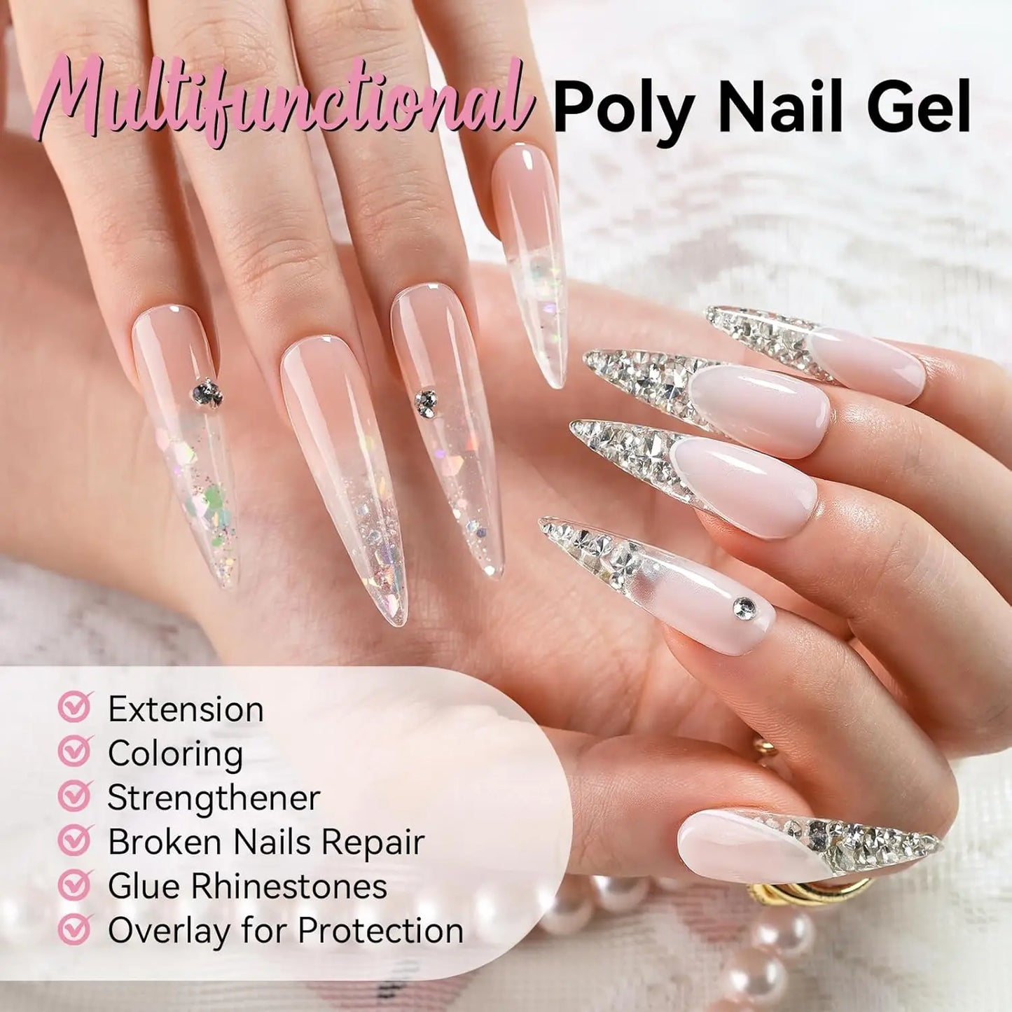 Makartt Poly Nail Extension Gel Clear Pink Builder For Beginners