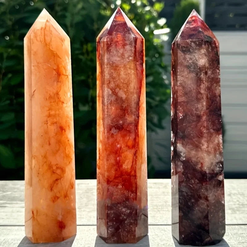 Fire Quartz Obelisk Crystal Tower Healing Stone Home Decor