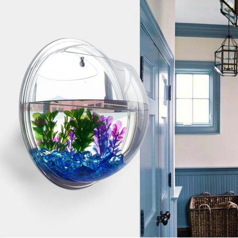 Acrylic Wall Mounted Fish Tank Vase For Home Decor