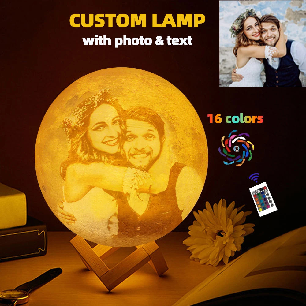 Moon Lamp With Personalized Photo Text USB Night Light