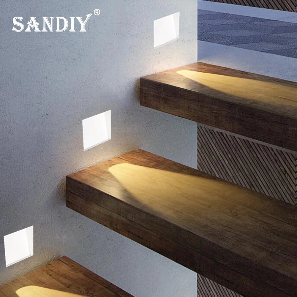 Sandiy Motion Sensor Recessed Wall Lamp Staircase Home Lighting